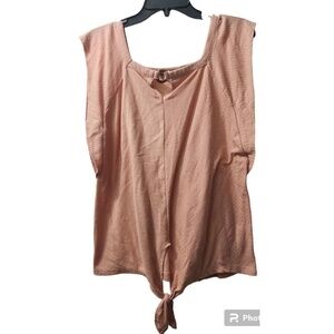 Absolutely Famous‎ Tie-Front Top Square Neck Sleeveless Casual Size L